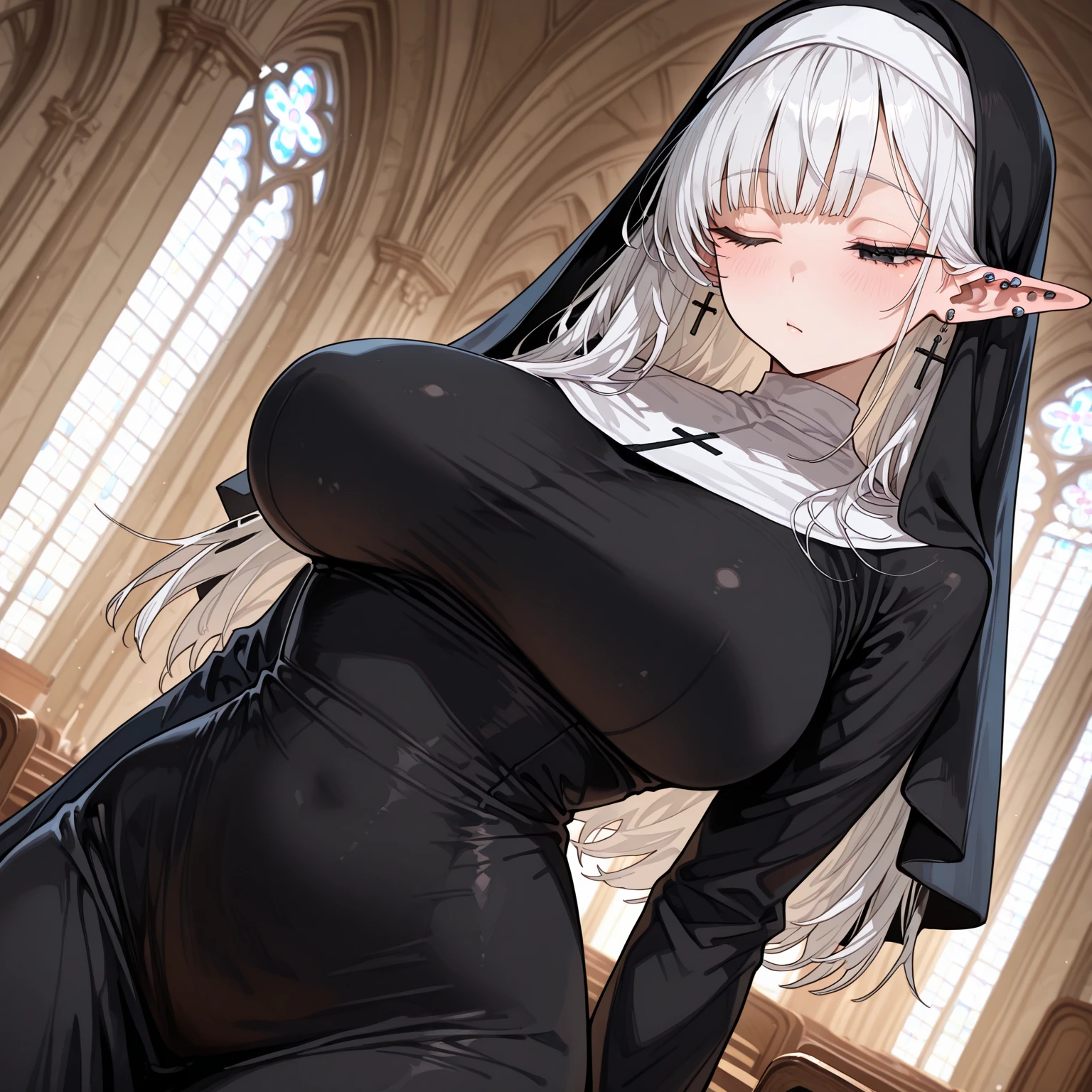 Bela, big breasts and a cat