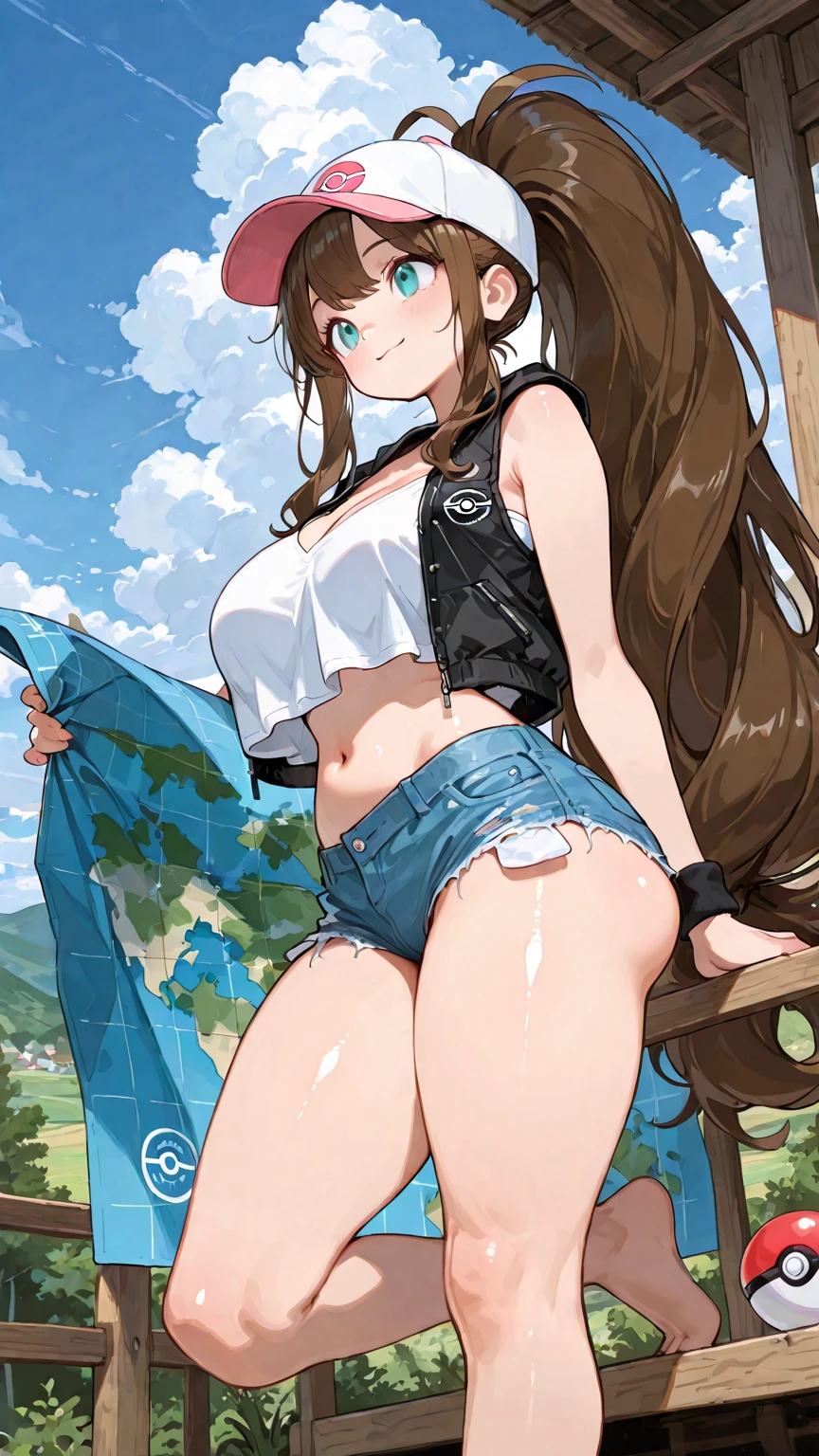 (8K、Highest quality、Highest quality、masterpiece)、Detailed face、One Girl、(Brown Skin:1.2)、Long Hair、Red Eyes、Serious、(Red Tank Top、Denim hot shorts、Open Shorts、Unziped shorts、Mini jeans Shorts、No Panties、NoPanties、Spread pussy、heart cutout)、labia view、Beach、cloud、vagina、Pussy Lip、Wedgie between Pussy Lips、Big Breasts