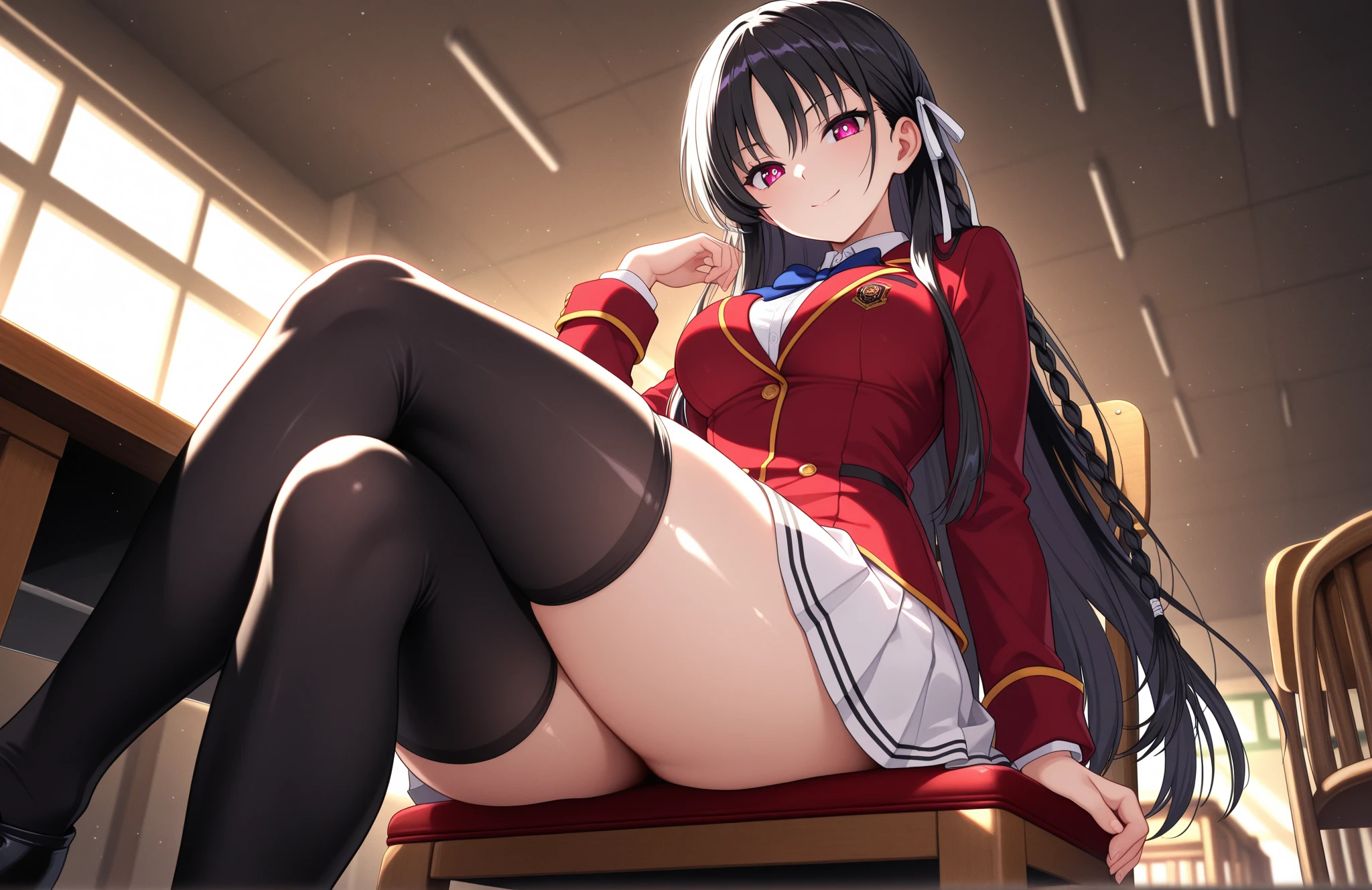 (top-quality,High resolution,(Ultra high definition,4K), (Ultra High Resolution,8K),masutepiece:1.2), (Perfect Anatomy,Anatomically accurate), (Angle from below), (Soft lighting, 光线追踪), (Two cute high school girls), (touch your mouth with your hand), ((Sitting on a sofa in the lobby of a luxury hotel and opening your legs)), (Girls' High School Sailor Uniform), (Red lace panties), (Crisp double eyelids), (fascinated expression),(Large breasts:1.3), NSFW,(Soft skin), (Photorealistic), (Glowing skin), (colourful hair)