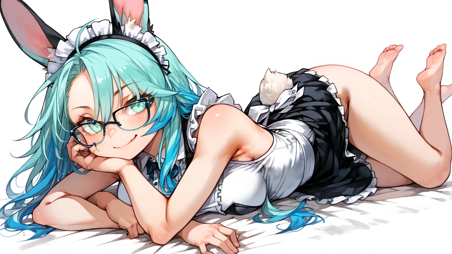 Cute maid cat girl without clothes with 3 size breasts and a nice ass