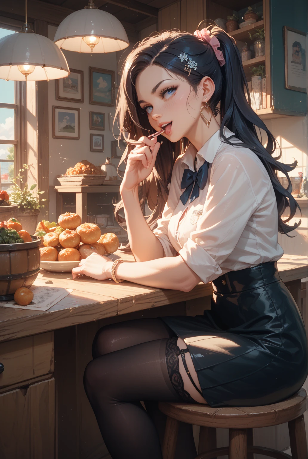 woman in bелый blouse and black skirt cutting food on table, nice woman, Catherine, black and bелый), black & bелый photo, Очаровательная улыbка,открытая руbашка с открытыми плечами, beautiful woman, b&Photo, italian style, black & bелый, monochrome black and bелый, black-and-bелый, fotografia blanco y negro, by Emma Andijewska