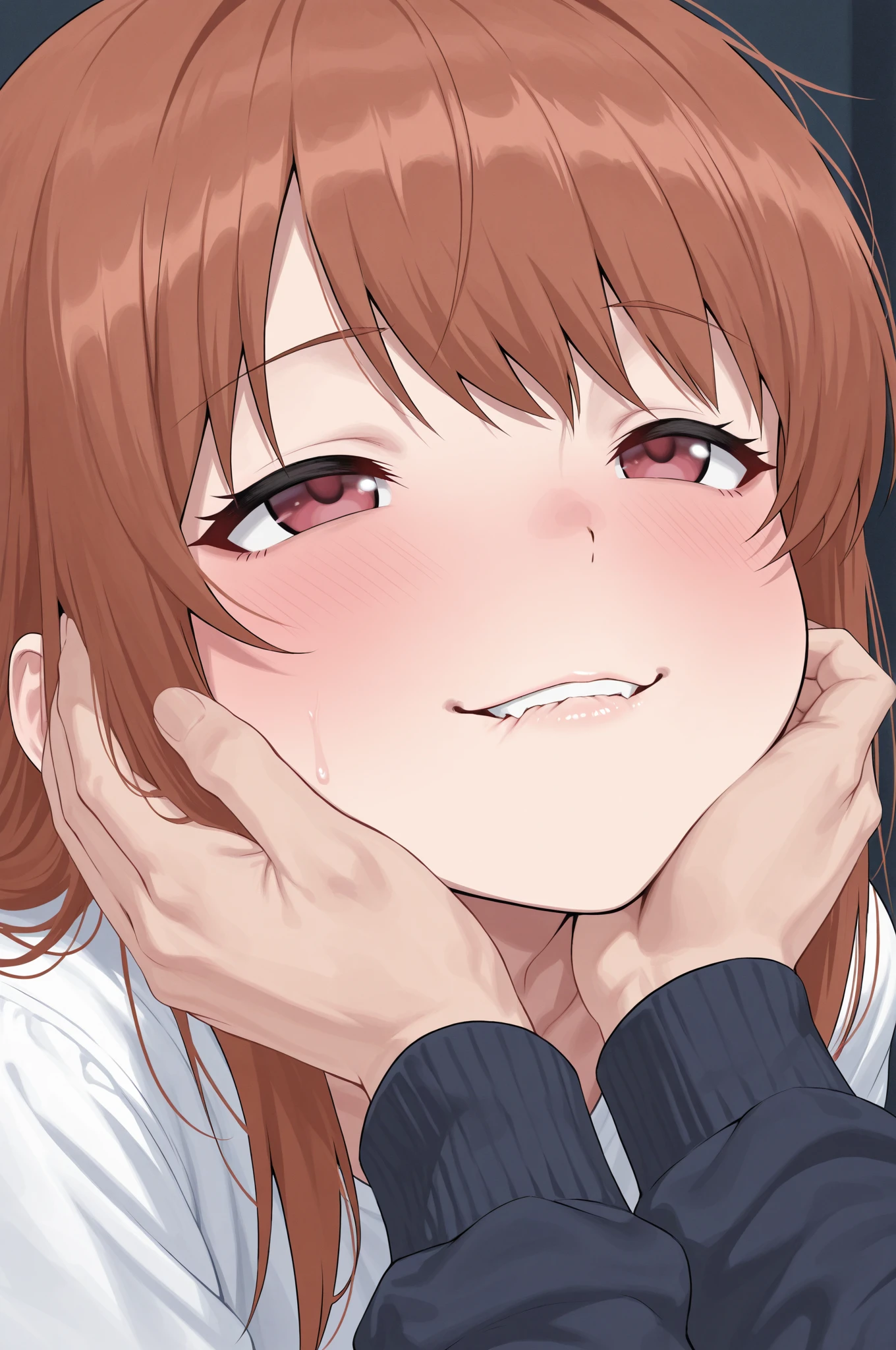 Score_9, Score_8_up, Score_7_up, Score_6_up, Score_5_up, Score_4_up, source_anime, anime style, anime screencap, 1girl, holo, brown hair,long hair,red eyes, wolf girl,wolf ear,wolf tail, cum in mouth, cute, cum, seduce, seductive smile, full blush, penis, orgasm, cumshot