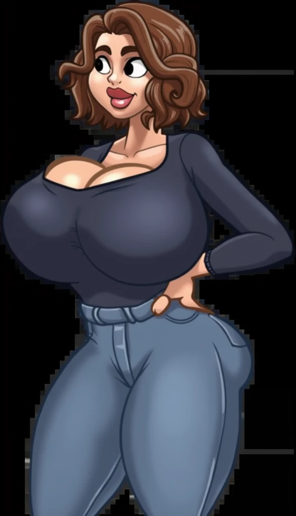 (masterpiece, best quality:1.2), Ruby wearing a blue jeans, black blouse, blue eyes,4k,