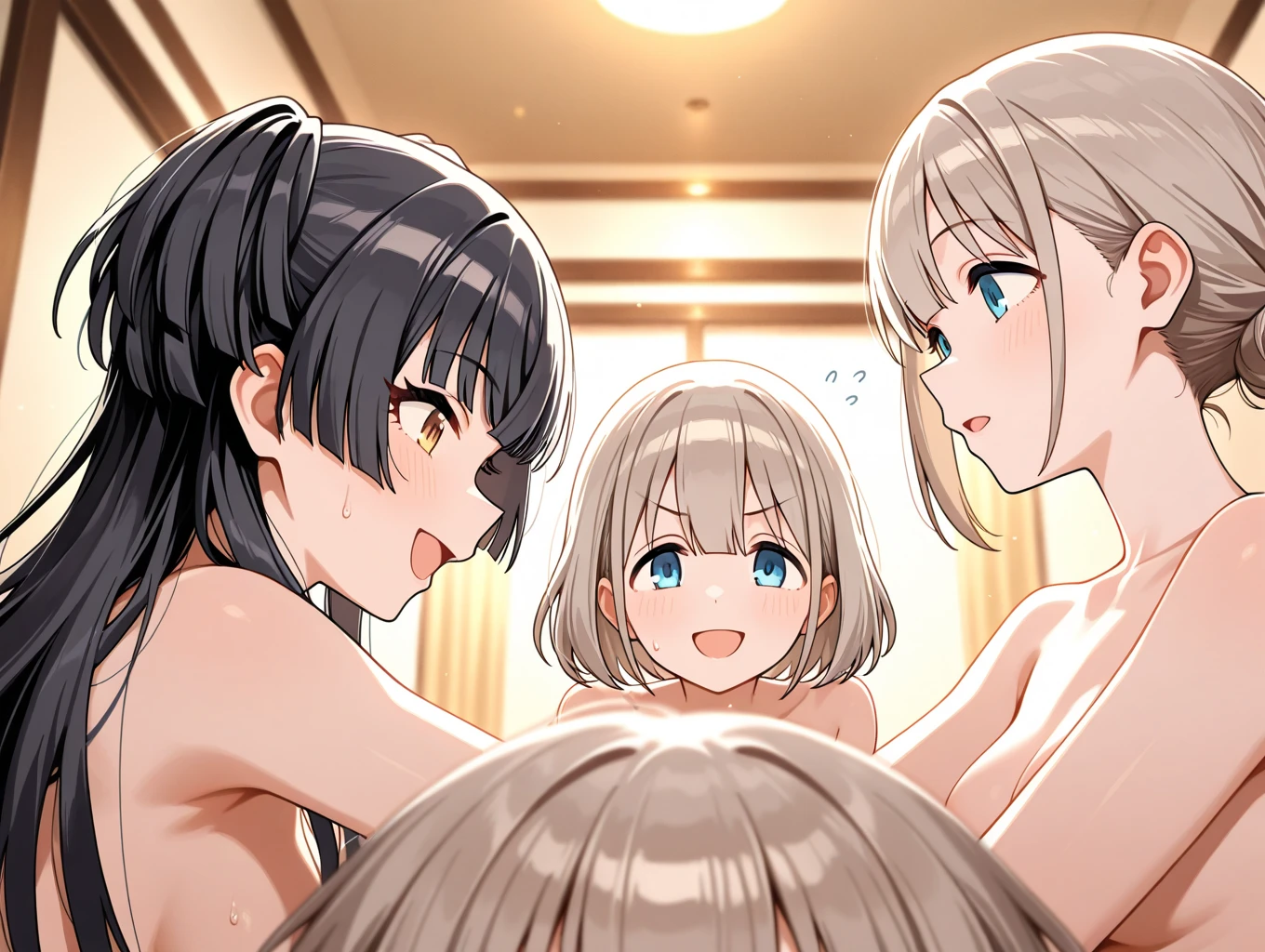 Cute Girls、round face、Round Glasses、Big Breasts、Clothes that show your body lineodern school girl、Plain girl、Drunk and dancing naked、Festival Venue、Dancing naked together、Shake your hips while having sex