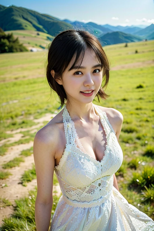(((NSFW))), (Raw photo:1.2), (realistic), beautiful detailed girl, very detailed eyes and face, beautiful and detailed eyes, huge file size, High resolution, very detailed, highest quality, [table top:1.6], shape, very detailed, small details, highest quality, 8k wallpaper, movie lighting,15 year old girl, Girl living in the countryside, Looking at this page introducing the countryside,  countryside rich in nature,  In underwear, I can see your white bra, I can see white panties, Looks like fun, slender body, young face, immature body, short cut hair,exposed underwear,Looks like fun, In underwearの田舎の女の子, Country town swaying in the wind