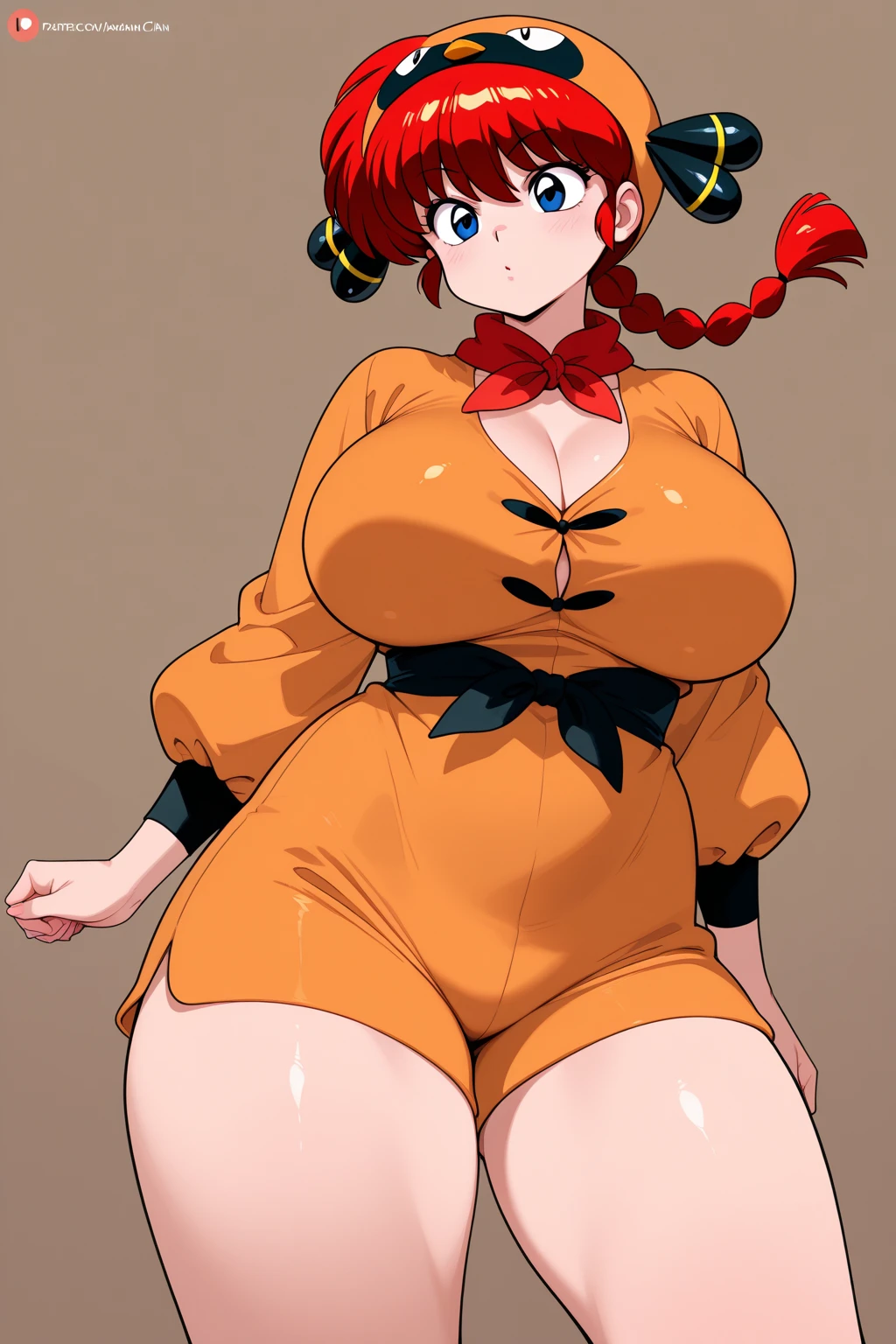 score_9, score_8_up, score_7_up, score_6_up, score_5_up, score_4_up, BREAK, shadman, 1girl, solo, looking down at viewer, huge breasts, wendy \(wendy's\), freckles, sexy, low angle,