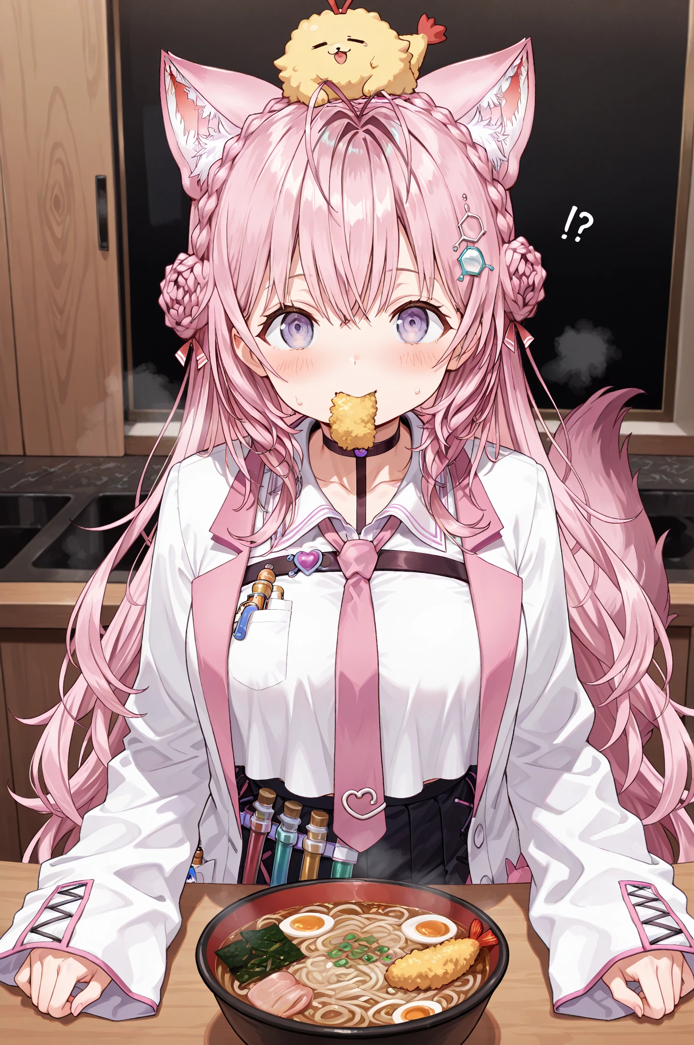 ((((Open your mouth))))、masterpiece,Highest quality,High resolution,Very detailed,bb Festival,meだium hair,skinny,Ahoge,Light pink hair,((((( Captivating smile ))))),skinny,Hair between the eyes,bangs,Race,(((( Perfect Fingers )))) , shoes,(black shoes:1.4),Race trim,shoes,Black footwear,indoor,(Cafe:1.2),((Blowjob Gestures:1.5))、Open your mouth ,Sitting,Chair,Heavy breathing ,Put your hand in front of your mouth,Put your hand in front of your mouth, manga,article,magazine、(Black Mask:1.2, Remove the mask:1.3)、Squint your eyes、Sharp Eye、((vapor,Sweat、Vulgarity)),(Late Night:1.8, dark照明:1.6, dark:1.8, Spotlight, Heart-shaped pupils:1.2, Motion Blur)