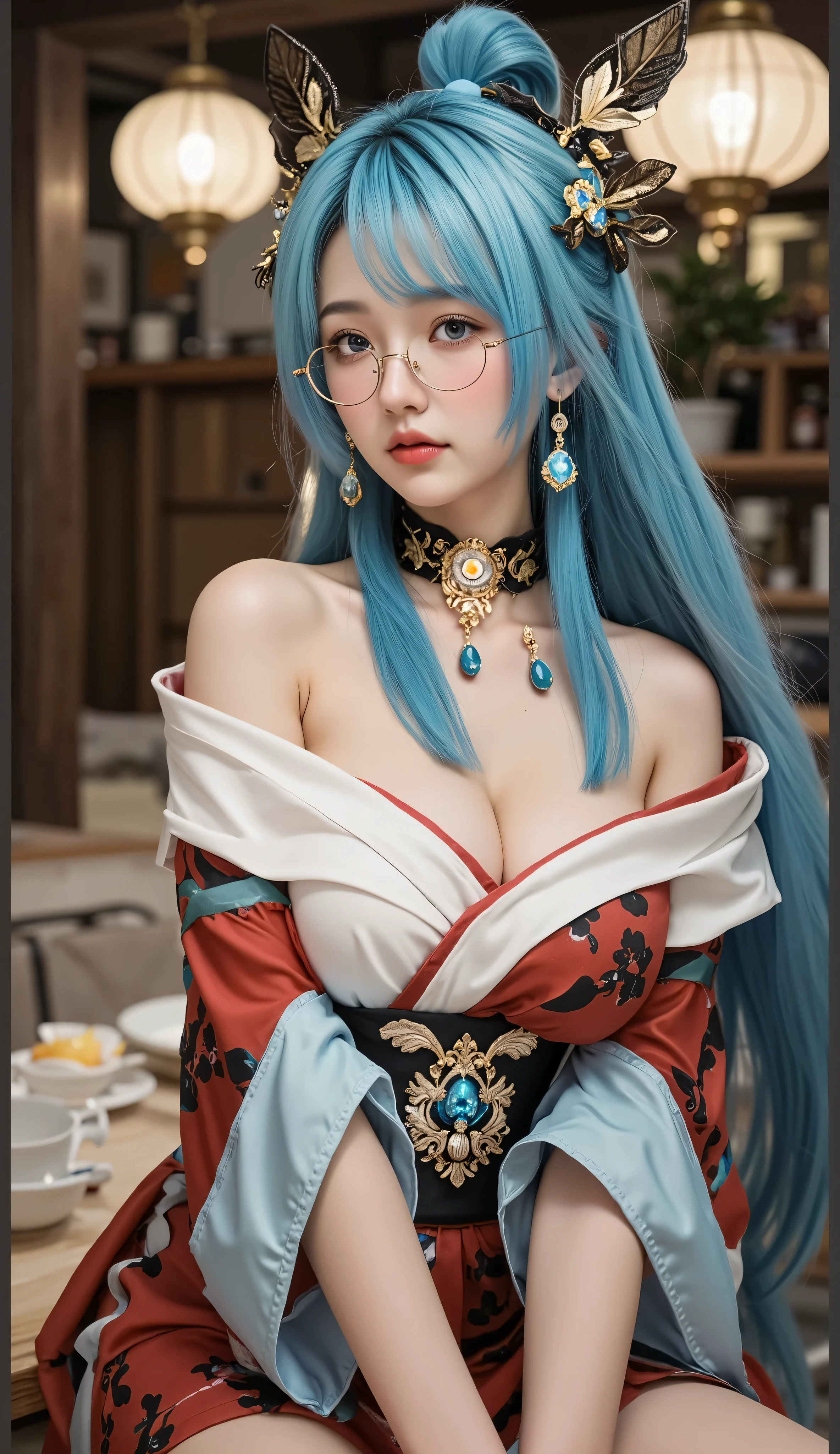 8k、非常にVery large breastsと浅黒い肌を持つダークエルフ、Super Beauty、Beautiful long blue hair,Beautiful dark skinned exotic latin woman、Elf Ears,Gorgeous blue and white metal chest armor、Model Chute Style、(the Extremely Detailed CG Unity 8k Wallpapers)、Full body photos of the most beautiful works of art in the world、Front 4 poses、Green Valley、Blue and white sexy bib。Blue and black skirt、Pearl Skin、diamond、Medieval architecture、Ed Brink、Ateigairan、Studio Ghibli、Jeremy Mann、Greg Manchess、Antonio Moro、trending at artstationh、CG trends、 Dense、Every detail、Sharp focus、Dramatic, realistic paintings by Midjourney and Greg Rutkowski、Sexy Costumes、Very large breasts、blue eyes、Beholder、Beautiful expression、Accentuate your cleavage、Beautiful decoration,Inside the cave,,Highly detailed photos, Ultra-high resolution, masterpiece, highest quality, Perfect glowing dark skin, Perfect lighting, Detailed lighting, Dramatic Shadows, Ray Tracing, Looking at the audience, 美しくEvery detailこだわっ青い瞳, Sharp Face, Clear Eyes, Red lips, ((The dark earth of the underworld)), Upper Body, masterpiece,highest qualityのフォトリアリスティックなRAW写真。Bright colors,Rich colors, Backlight, Cinema Lighting, Film Grain, to be born, 50mm lens, Nikon D850,Detailed character art,Fantasy art,Ultra-high resolution,Ultra-Realistic Skin,Perfect hand shape,Fantastic landscape,Makeup,Long Blue Hair,