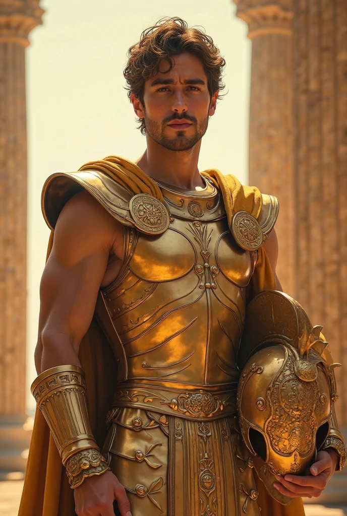 Realistic portrayal of Emperor Heliogabalus standing naked outside the palace, inviting clients with a soft and murmuring voice in hyper-realistic detail.
