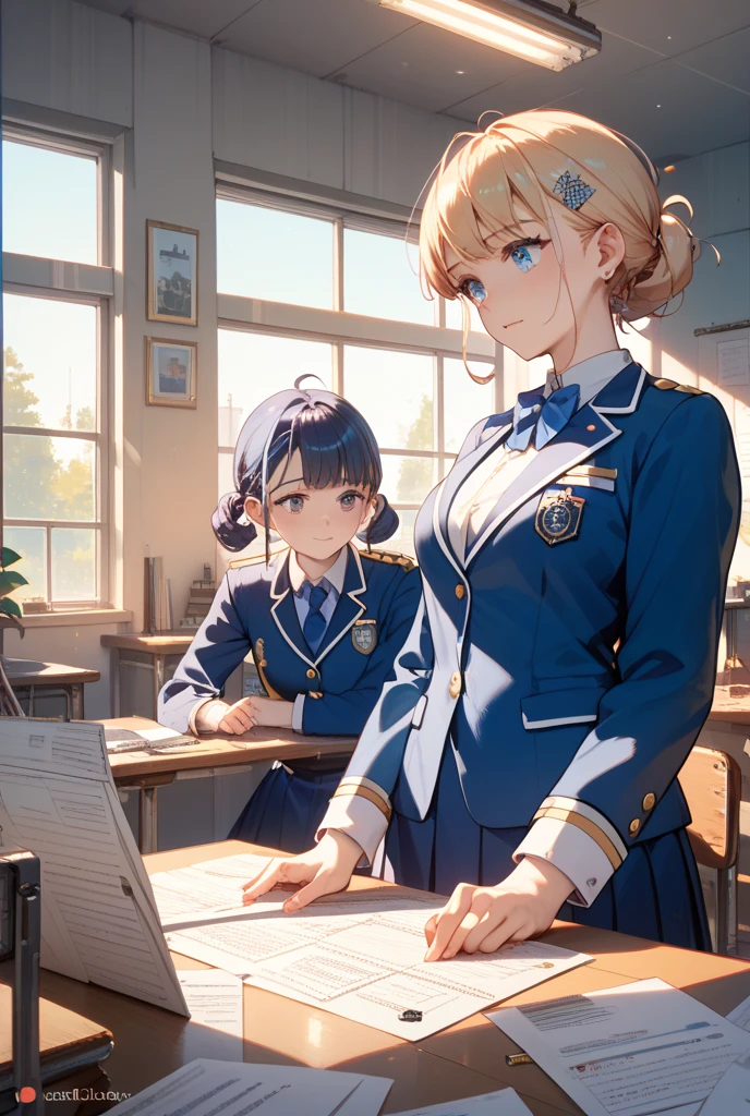 Students in uniform sharing ideas