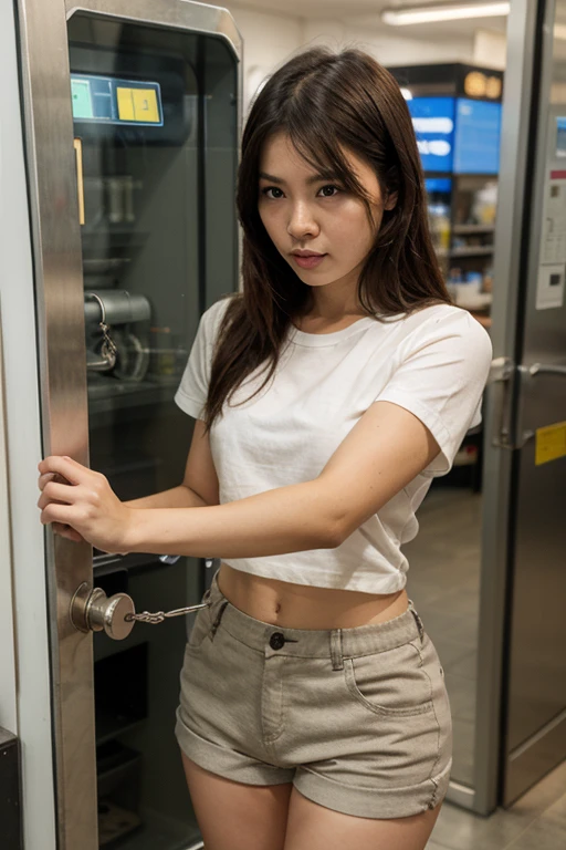 araffe woman in a black dress standing next to a washer, touching her clothes, japanese model, japanese goddess, korean woman, in a laundry mat, revealing clothes, taken with canon 5d mk4, korean girl, japanese woman, open v chest clothes, beautiful south korean woman, gorgeous young korean woman, nishimiya shouko, in a japanese apartment, 8k portrait, detailed intricate fabric texture, (charcoal black theme:1.3), spiral patterns, body freckles, bright, high quality image, masterpiece, detailed hair texture, detailed skin texture, detailed cloth texture, 8k, add fabric details, ultra detailed skin texture, ultra detailed photo, skin pores, cloth details, high skin details, realistic hair details, (8K, RAW photo, best quality, masterpiece:1.2), (realistic, photo-realistic:1.4), ultra-detailed (grainy:0.2)