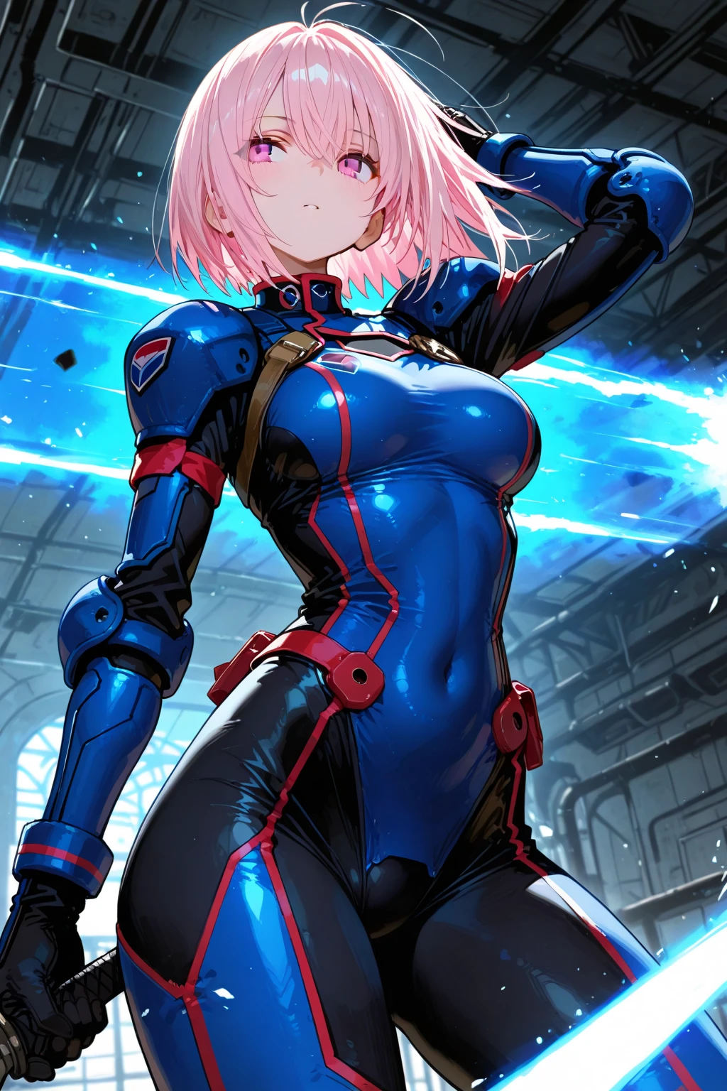 ultra-detailed, Explicit, Beautiful body, Beautiful Nose, Beautiful character design, perfect eyes, perfect face, ultra highres, 4K, beautiful legs, perfect legs, Nice hands, Perfect hand, Masterpiece, Best Quality, Highly detailed, illustration, absurdres, street fighter, doll suit, shadaloo doll, dollsuit, girls, multiple girls, expressionless, blank eyes, looking at viewer, red gloves, emotionless, black latex, corrution, mind control, female combatant, full body, hypnotized, unhappy trance, full body suit, ribbed bodysuit, both arms at side, obey, perfect female body, extremely glossy latex, hypnosis, hypnoLora, empty eyes, Mind control device, poses, submissive_pose, Slave, hat, necktie, stand up straight, standing, standing at attention, hat, necktie, belt, latex, ribbed bodysuit, thighhighs, garter belt, Fighting Stance, extending the right arm from the shoulder into the air with a straightened hand, nazi saluting, military, military saluting, salute, thigh boots, Long hair, pink hair, blue eyes, Mizunashi Akari, Aria, war background, apocalyptic background