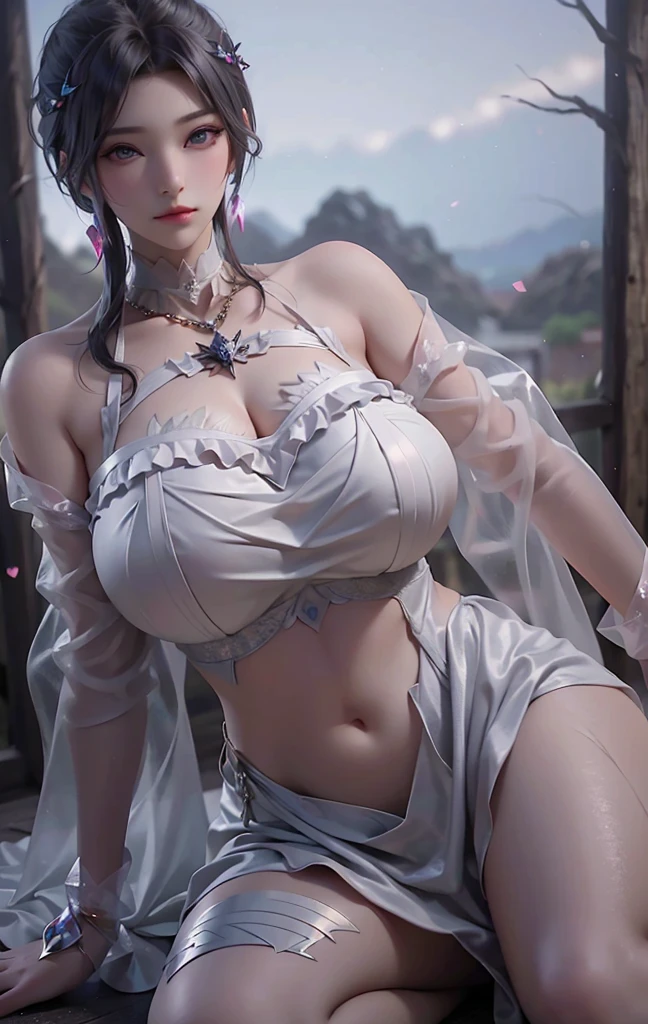 xiaowu, mature female, mistress, goddess, rabbit ears, sitting,cross_legs,arms_crossed, (masterpiece, best quality, extremely detailed 8k, ultra hd, ultra-detailed, highly detailed, highly realistic, photo realistic), (russian, 1girl:1.5), (highly proportional head, 1head:1.5), (beautiful realistic face, detailed realistic face), (high detailed realistic hair, beautiful realistic hairstyle), (beautiful realistic eyes, high detailed realistic eyes, proportional eyes, high detailed pupils), (high detailed realistic natural eyebrows), (high detailed realistic lips, beautiful realistic lips, pink lipsticks), (high proportional realistic breasts, realistic medium breasts), slender body, highly detailed skin, full body view, full body shot, lingerie, waterfall, lake, trees, grass,