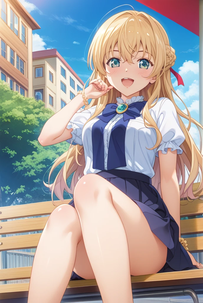 (((Taking off your panties))),(((オマンコ))),1girl in, 独奏, length hair, blue eyess, blonde hair, diadems, sitting on, panthyhose, doress, the bow, The card, pinafore, shairband, PlayingCards, looking at the viewers, shortsleeves, 髪のthe bow, 青いshairband, A smile, red blush, hand on own face, 青いdoress, Alice(不思議の国のAlice), hair between eye, a chair, 黒いpanthyhose, 青いthe bow, a throne, Puffy sleeves, Put your hand on your cheek, bangss, ふくらんでいるshortsleeves, bow ribbon、非常にlength hair、mini crown、foot out of frame、frilld、白いpinafore、:q、masterpiece、top-quality、((Lifted skirt、camel's toe)))、NSFW、Pussy、pussy、????、I don't wear any underwear、Spreading legs with both hands、Spread it out so I can see inside your pussy、???、10yaers old、