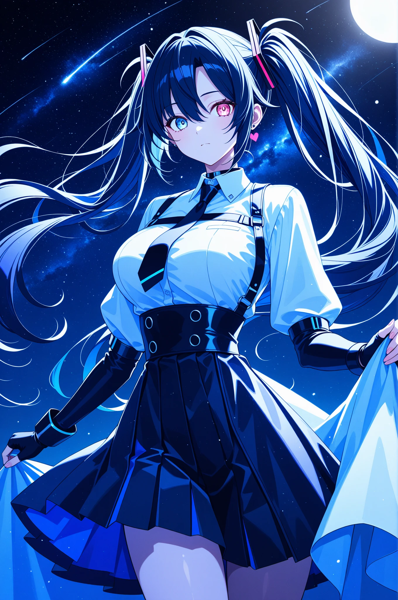1girl, white skin, HDR, UHD, 8K, best quality, masterpiece, Highly detailed, ultra-fine painting, Vivid Colors, Cinematic Lighting, slender, head tilt, aqua eyes, seductive smile, straight hair, medium hair, (black hair), (human), (tuxedo), long pants, black pants, butler, cool+, tie, white gloves