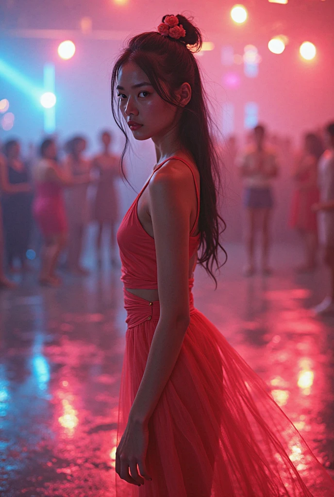 (((dance party venue:1.3, indoor, Photographed from the front))), ((Medium Bob:1.3, Gorgeous Costumes, Japanese women, cute)), (clean, Natural Makeup), (Highest quality, masterpiece:1.3, 超High resolution), (Very detailedな, Caustics), (Realistic:1.4, RAW shooting), Very detailed, High resolution, 16K resolution

