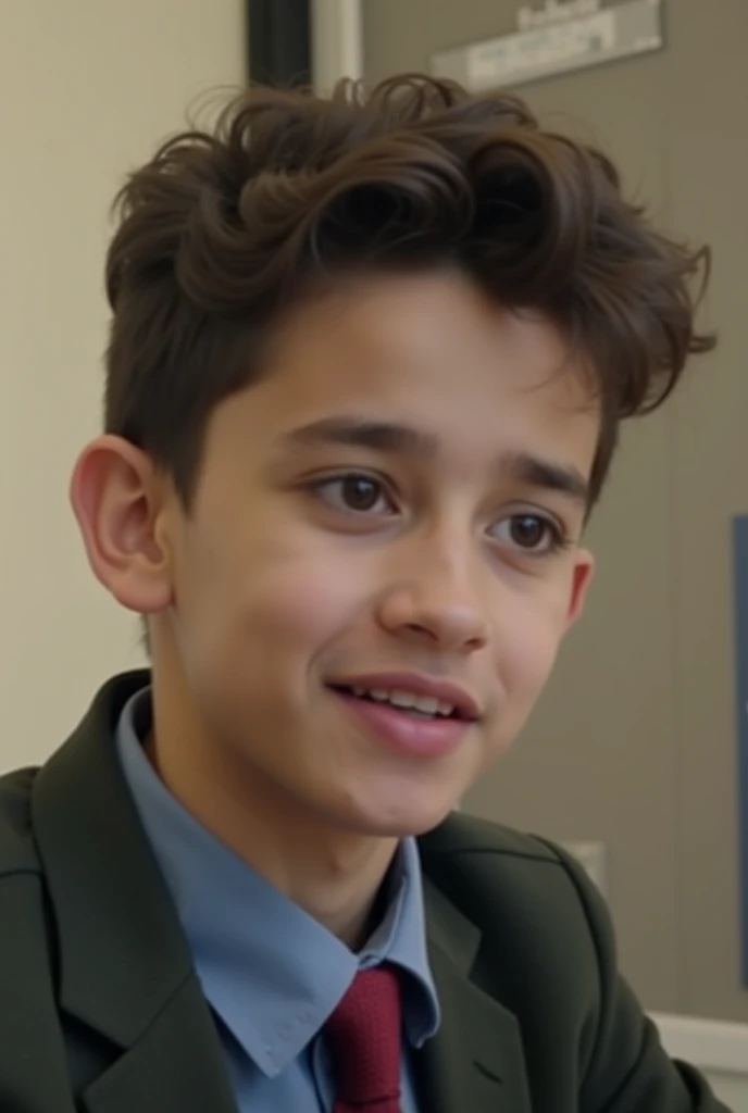 1boy,, masterpiece, best quality, . Young boy, Wear school clothes. Smile sweetly. Good boy. Beautiful boy
