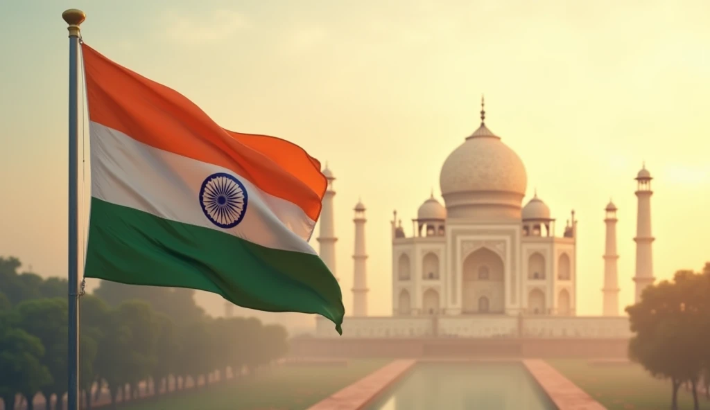 Taj Mahal in India flag colour
