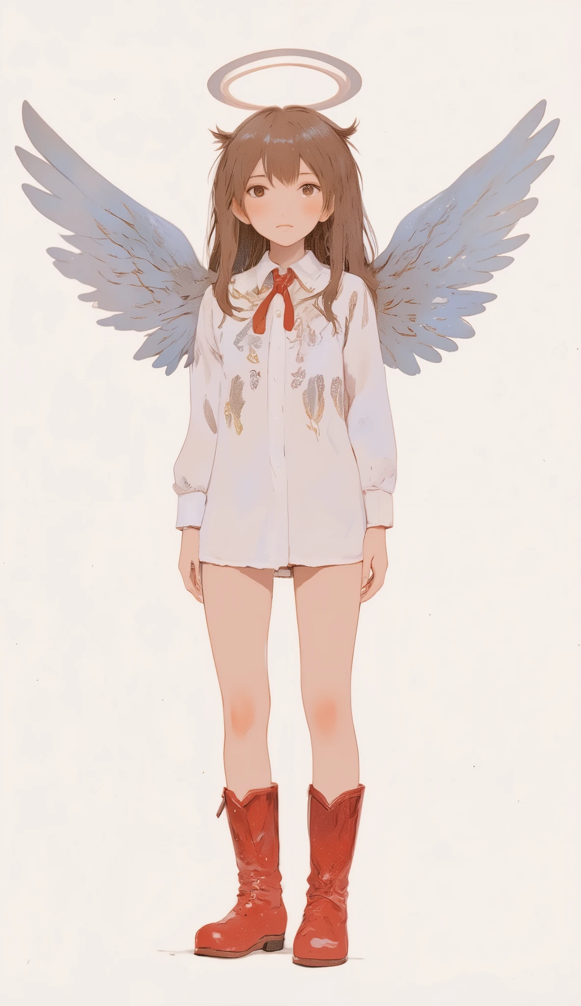 anime girl with wings, white shirt and red boots, Flat Anime Style, anime style illustration, anime graphic illustration, anime illustration, BEAUTIFUL ANIMATED ILLUSTRATION , anime style digital art, anime style artwork, soft anime illustration, digital anime illustration, beautiful anime art style, do, Digital Anime Art, anime style art, beautiful angel girl