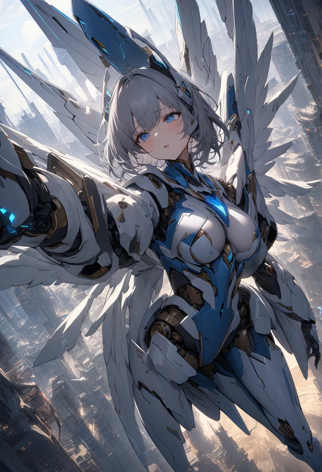 NSFW anime character with white hair and armor holding a sword, armor girl, pale black armor, gorgeous female paladin, highly detailed exquisite fanart, white haired deity, white armor, glossy white armor, of a beautiful female knight, mechanized Valkyrie girl