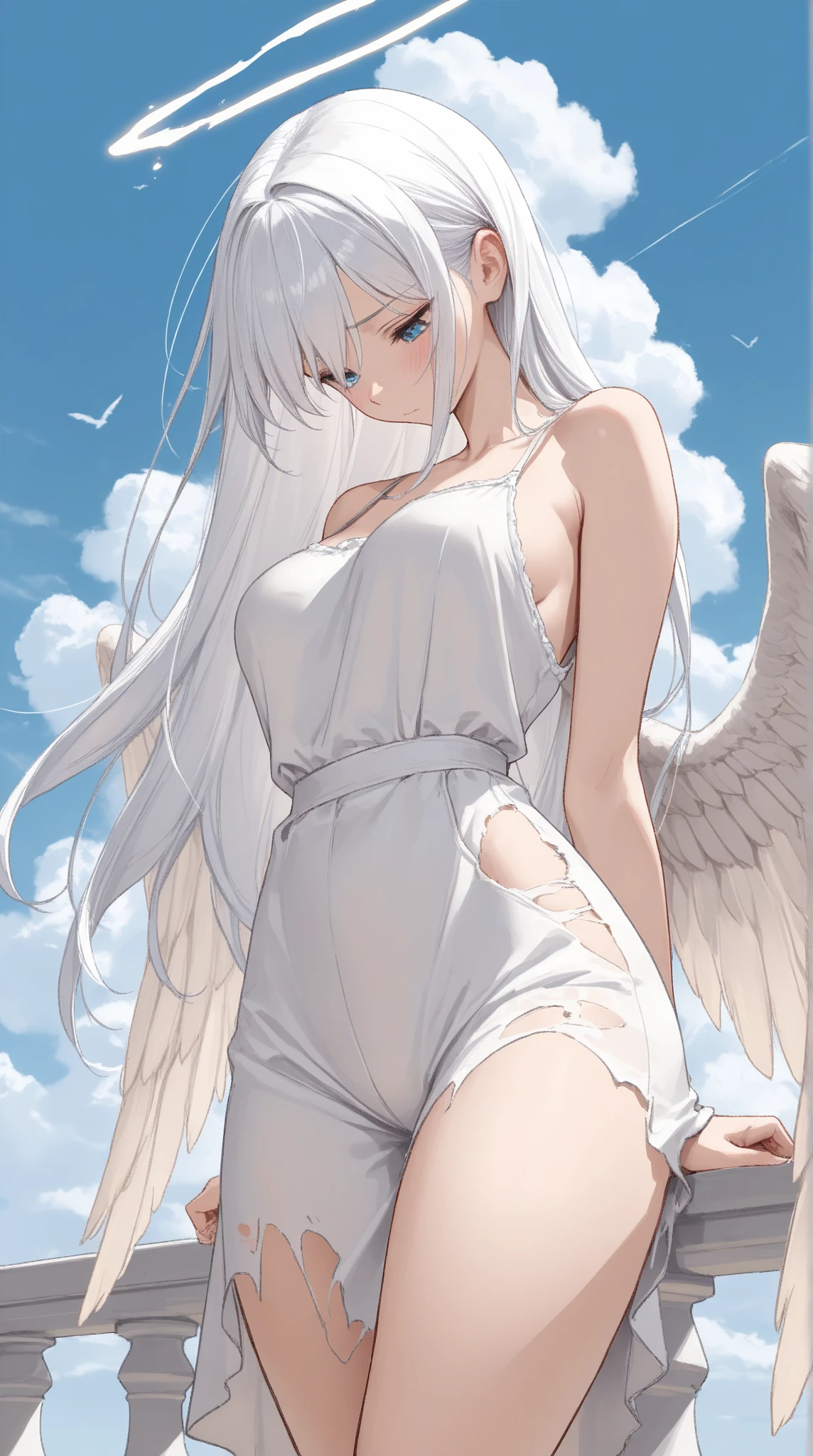 Lori Long white hair god々New one piece Large wings