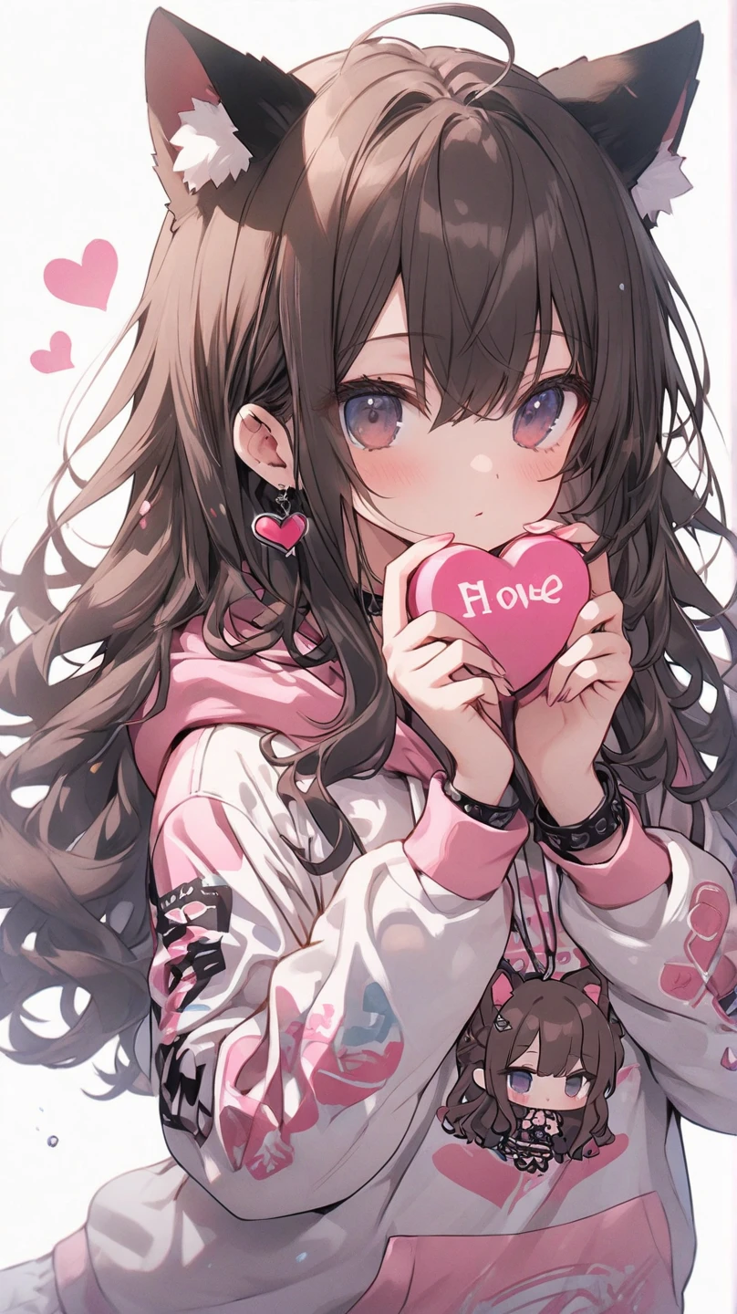 1 girl, sweets, (Bunny girl), Pop atmosphere, cute, Long Hair, Brown Hair, (hair ornaments), Lively expressions, Bright smile, ribbon, Fishnet tights, Glossy clothing ,Beautiful brown eyes in every detail, (Heart-shaped eyes), Pastel pink background,18-year-old, Colorful Hair, Straight hair, Beautiful, shining eyes, Romanticism, modern art, Impressionism, reflected light, 8k, masterpiece, Advanced Details, highest quality, Accurate anatomy