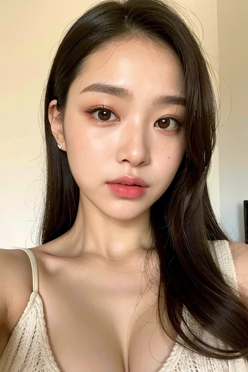 ((Night, Real Light, Top Quality, 8k, Masterpiece: 1.3)), Normal Body Shape Beautiful Girl: 1.4, (Brown Hair, Colossal: 1.3), Sexy Underwear, Lying on Bed, Open Legs, Ultra Detailed Face, Detailed Eyes, Double Eyelids