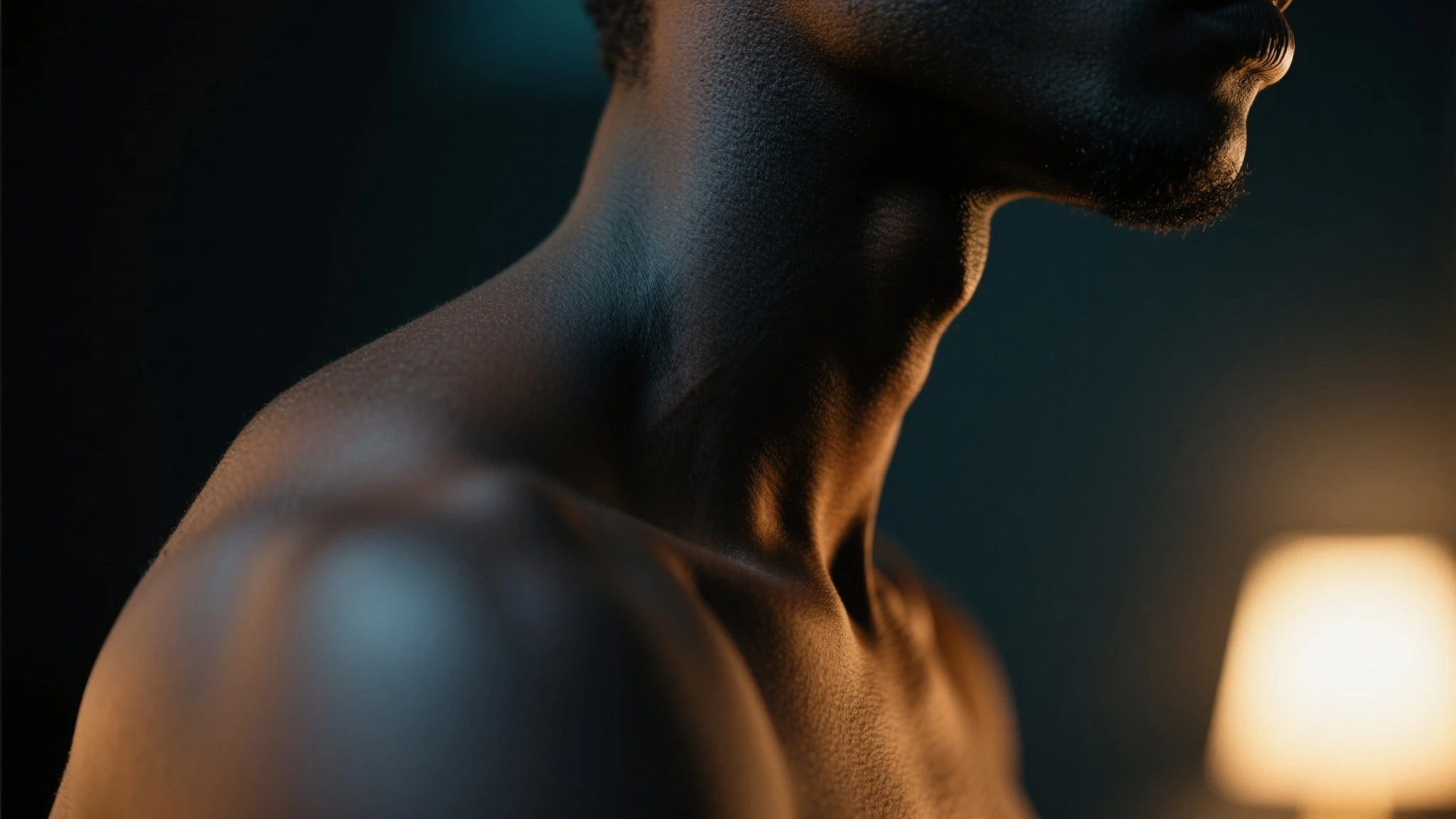 Naked black man masturbating