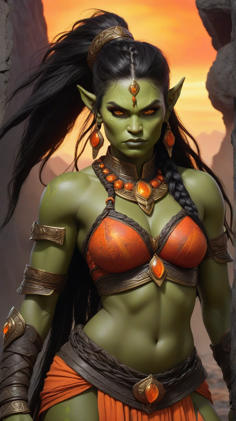 4k , masterpiece, a sexy goblin with green skin and green eyes posing with a penis in the woods, red lips, black hair , small waist, small ears , artgerm julie bell beeple, extremely detailed artgerm, krenz cushart and artgerm, wlop and artgerm, chris moore. Penis detailed, tribal clothing, tribal outfit, penis