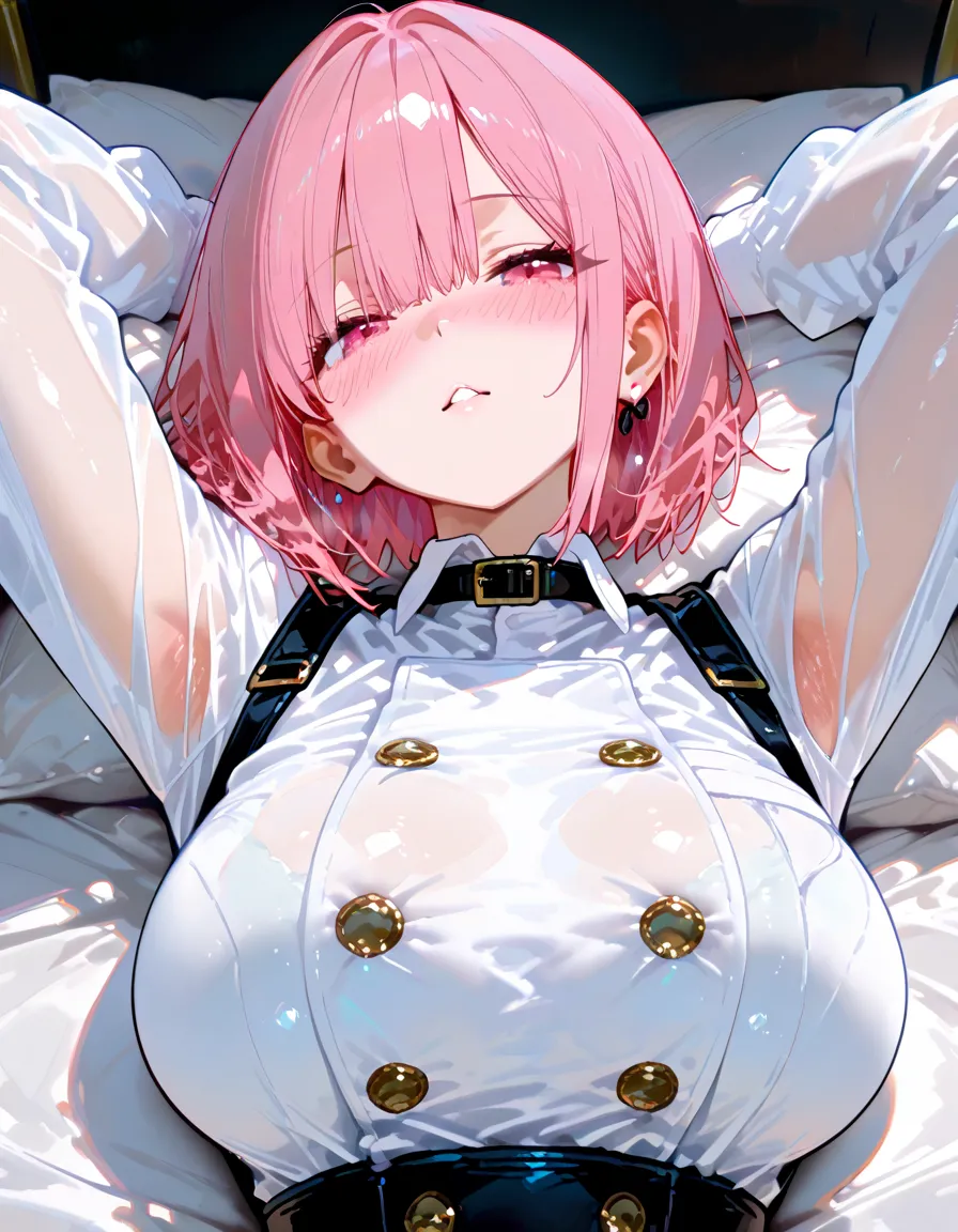 (nsfw:1.7),(masterpiece, highest quality), Bedroom, 1 girl, , , ,anatomically correct body, (Unzipped crop top:1.2), (Unzipped shorts), (open fly), (Not wearing panties), in a colorful Bedroom, lying in bed, From above, morning, bright sunlight, white, bright colors, watercolor、short cut hair、Sweat、Exposed chest、dynamic pose、big breasts、wide open legs、(cum in body:1.5)、A stunned look、(projectile cum:1.5、Bukkake、1 male:1.5)