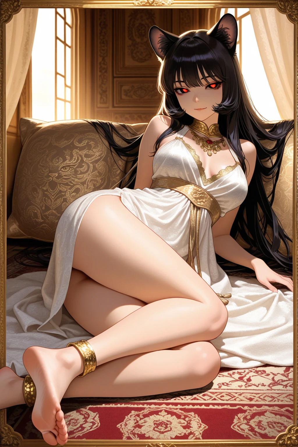 A beautiful, thin-skinned 18-year-old girl is lying on her back on the bed with her legs open. She is a hermoaphrodite girl. She has both a dick, a pussy and an ass.