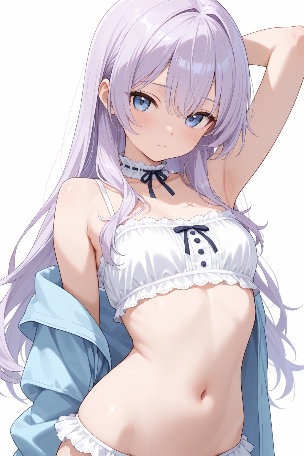A cute girl with a seductive smile, wearing underwear. (best quality,ultra-detailed), (realistic) lighting, with vibrant colors