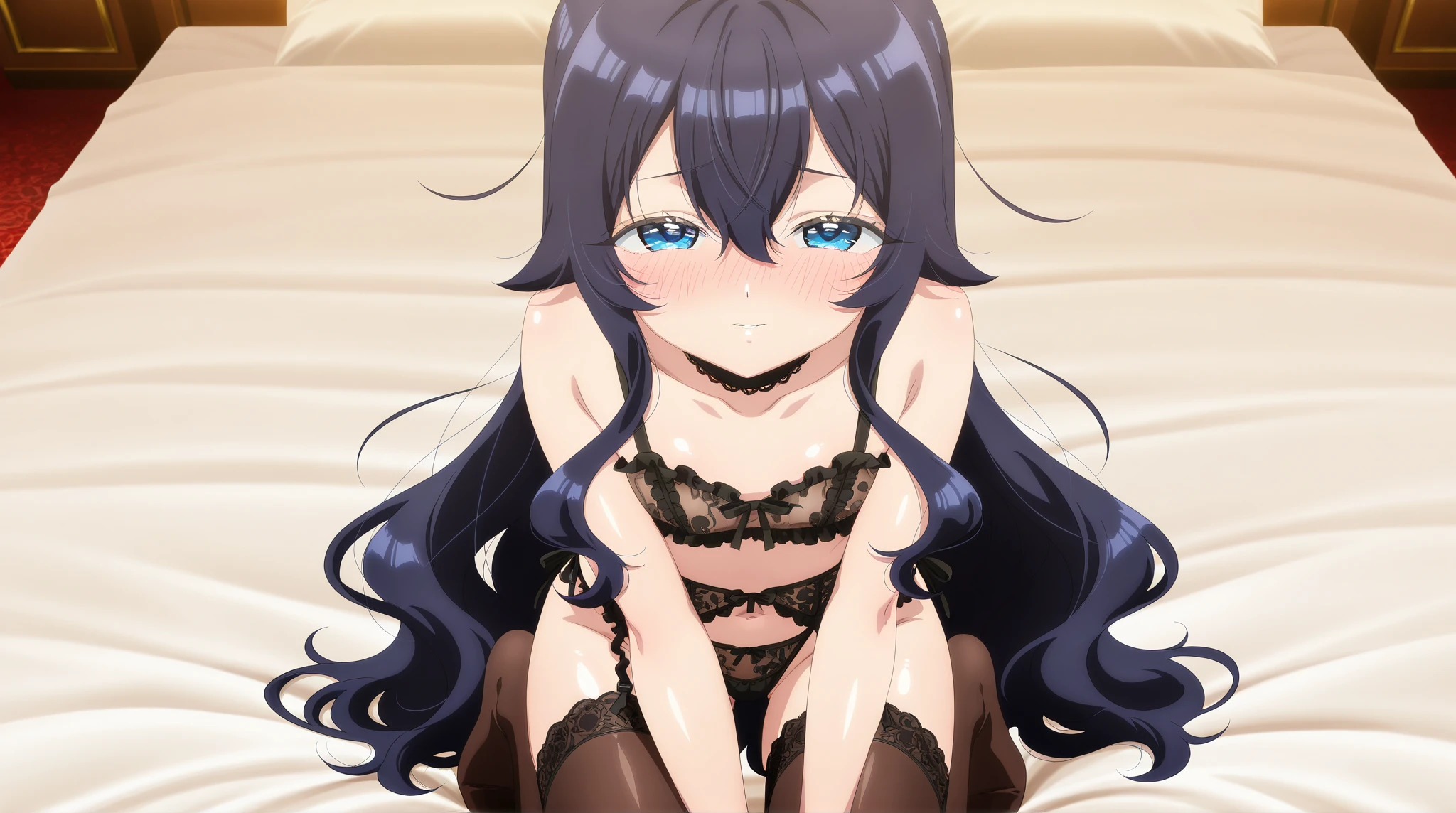 (masterpiece), best quality, highly detailed faces, (SHARP details), 4k, highly detailed, expressive eyes, SHARP detail expressive eyes, (SHARP detail perfect face), ((dark skin)), ((young girl)), ((flat chest)), short, young girl, expensive brothel interior, (9 years old girl), pussy, child-prostitute, long hair, lying on bed, (spread legs), on back, bottom missionary, child-prostitute clothes,