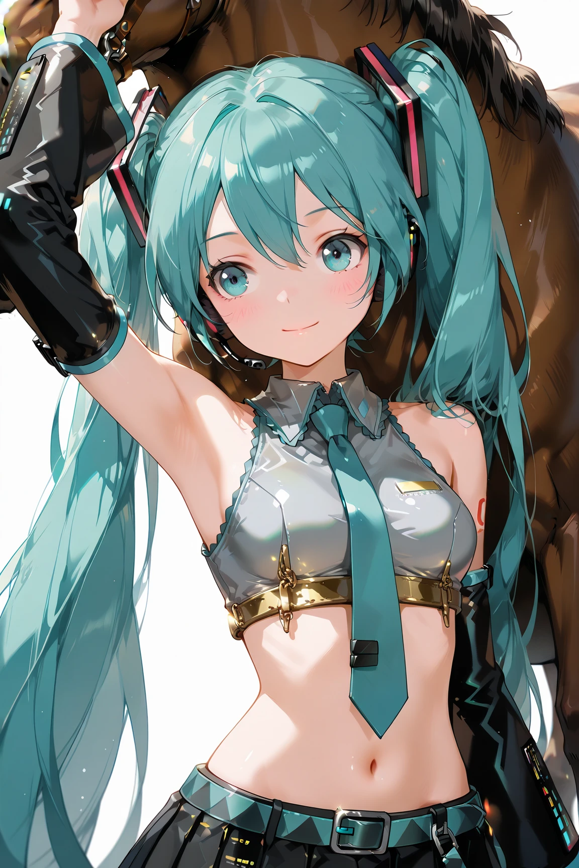 (quality)), ((masterpiece)), Recommended resultsluffly、(see through:1.5)、whole body 、Swollen nipples，straighten your back、huge bust、angle to floor:1.2、low camera angle、Hair loss on crotch、Whole body facing the camera，Hair can be seen on the crotch，Hatsune Miku, Super detailed,  facial close-up, Rabbit servants, hair accessories, split, Detached sleeves, Ribbon heart-shaped pupils