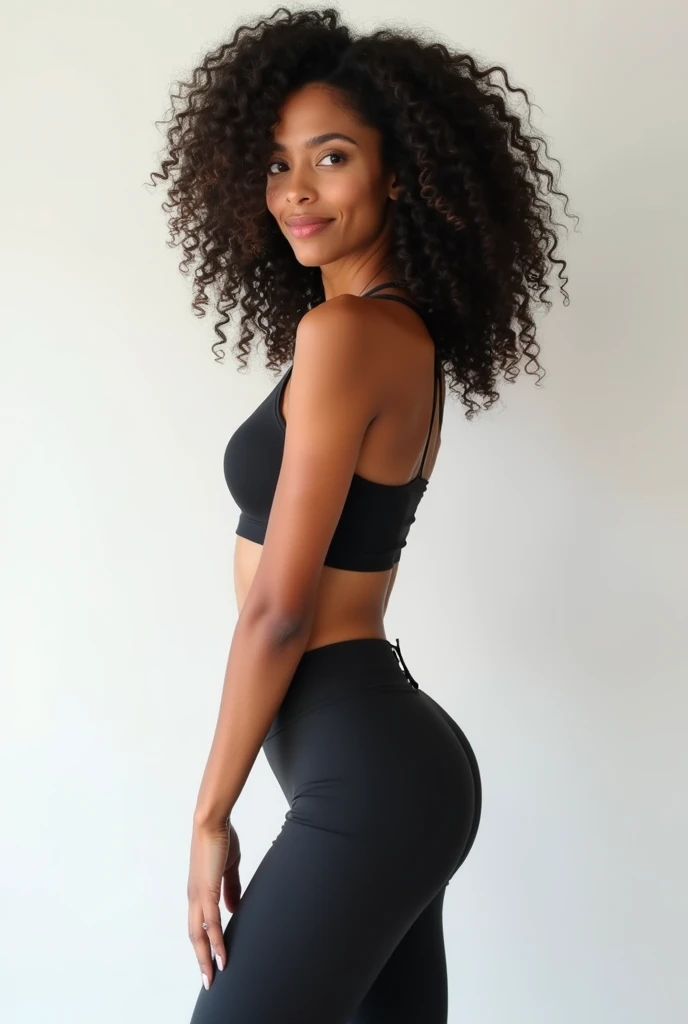 Black ebony girl, with a legging bending over showing her big ass, image 4k, resolution 16:9