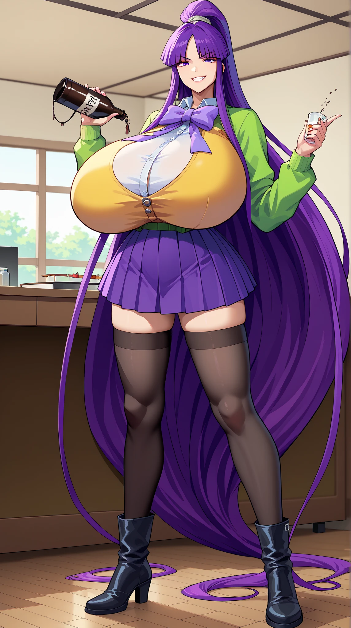 laladevilluke, lala deviluke, long hair, pink hair, tail, ahoge, bangs, hair ornament, (green eyes:1.5), open mouth,
BREAK school uniform, white shirt, (yellow blazer:1.5), blazer, ribbon, green ribbon, pleated, pleated skirt, skirt, (green skirt:1.5),
BREAK indoors, classroom,
BREAK looking at viewer, (cowboy shot:1.5),
BREAK (masterpiece:1.2), best quality, high resolution, unity 8k wallpaper, (illustration:0.8), (beautiful detailed eyes:1.6), extremely detailed face, perfect lighting, extremely detailed CG, (perfect hands, perfect anatomy), (large breasts, lamia:1.6)