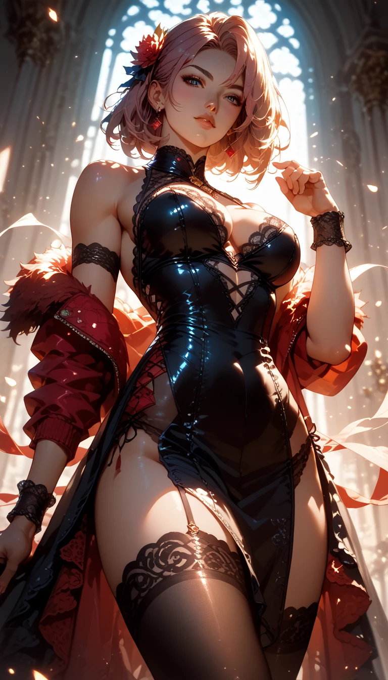 (Masutepiece: 1.3), (maximum resolution: 1.2), (Ultra HDTV: 1.2), cinematic lighting, 8K resolution, Eye and skin detail, detailed facial features, , ( Sharp focus: 1.2）, (Face focus: 1.2) , Perfect style, Beautiful, sharp face, Anatomically accurate, Highly detailed skin and face structure, Eye detail, Double eyelids, Thin eyebrows, Glitter eyeliner: 1 Natural cheeks, Glossy skin, White skin: 1.2, (Lip gloss: 1.4), 、 (Shy look: 1.2), Skin and face texture detail, Detailed eyes, Double eyelids, Natural cheeks, , Glossy lips: 1.4, Protruding cleavage、（Large sperm count in breast: 1.4） （Large sperm count in thighs: 1.2） 、 blushing、shy、impatience、frustration、fear of embarrassing glaresknees open、open legs、masturbation behavior、chest stroking、white lingerie、black bra、shiny small flower necklaces and ears Socks Long、Sweating Thighs、Transparent Underwear、 20 years old, Neat and Clean Woman、Red Hair、Colored Hair、Short Hair, Big Tits, Upturned, Floor Sitting, Bedroom、(Complete Maid Outfits) perfect: 1.5)、short white hair