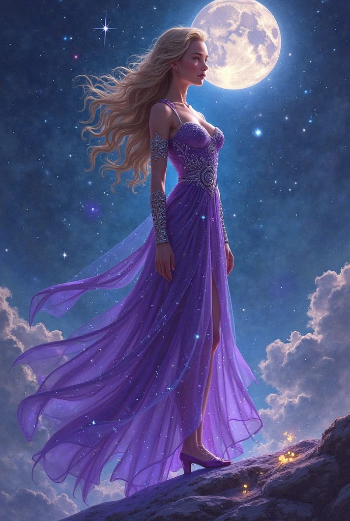 A curvaceous Amethyst crystal goddess with golden silver hair and porcelain white skin soars through the galaxy, bathed in soft, ethereal light under a star-studded, crescent moonlit sky, her flowing, intricate, hyper-maximalist, ornate outfit a kaleidoscope of colors with fractal, filigree details, reminiscent of Asaf Hanuka's vibrant, cinematic style, with a mix of isometric 3D, street art, pop art, and mosaic elements, blending seamlessly with oil painting textures, amidst an abstract, sci-fi, artdigitalillustrative backdrop, with bold, sharp focus, warm lighting, and an ultra-surreal, 3D quality, evoking the stylized, luxurious, elite digital art of Firecore, David Nordahl, Anna Sui, and Koitsukihime, while hinting at the magical, celestial motif of vintage-inspired pin-ups, American propaganda, and sgrafitto techniques, a true masterpiece of ultrarealistic, 64K, 3D, character design and hyper-realistic, photographic style, with a touch of whimsical, coloured pencil flair, and the haunting, matte painted quality of a cinematic, Unreal Engine generated vista, a miracle of digital art. (photorealism:1.2), beautiful woman, sitting on bed, wearing loose off-shoulder top, pajama pants, long curly hair, indoors, soft lighting, plants in background, window with sunlight, cozy room, relaxed pose, realistic, intricate details, warm colors, by Greg Rutkowski, by Alphonse Mucha