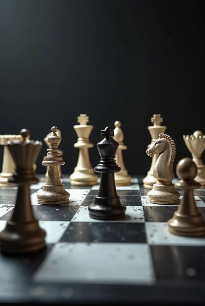 ((best quality)), ((masterpiece)), (detailed), black and white image of one chess pieces of king in the middle of picture