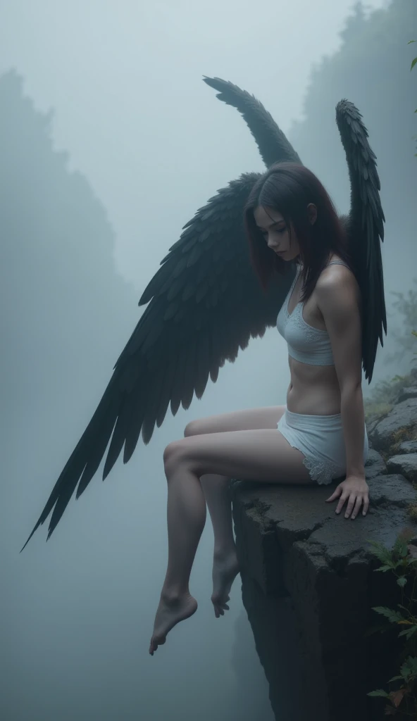 Create an image of an angel shadow with a dark background and the words “Which Mysterious Angel Exists?”
The image must contain a dark and mysterious atmosphere.