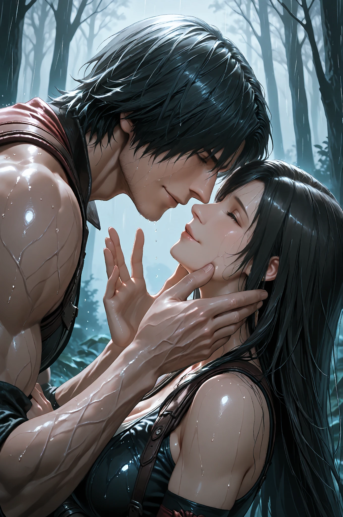 a tied up naked teenager girl hugging an emo guy, space, space ship, futuristic , hug, tenderness , slave, sex, bdsm, bondage , close up, up close, incest, brother, rape,
