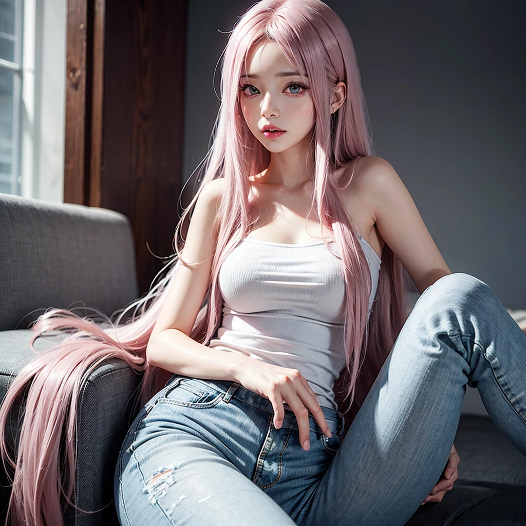 ((masterpiece)), (highest quality), (detailed), One girl,
View Viewer,  (lipstick:0.75), Leaning forward,
Long pink hair, Twin tails,
Colorful thighs,
winter, Vibrant colors,
 