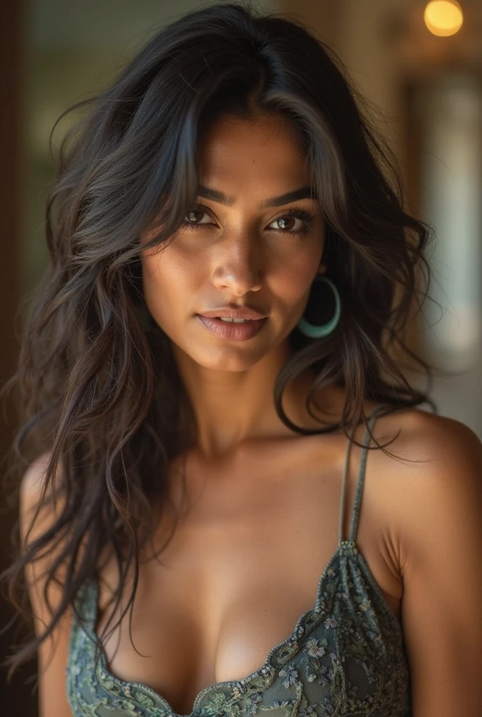 Beautiful curvy latina girl with straight black hair wearing a Black t-shirt, highly detailed, 22 years old, , , innocent face, natural wavy hair, brown eyes, high resolution, Masterpiece, Best quality, Intricate high detail, Highly detailed, Sharp focus, Detailed skin, realistic skin texture, texture, detailed eyes, professional, 4k, charming smile, shot on Canon, 85mm, deep depth of field, Kodak Vision Color, Perfect Fit Body , extremely detailed, photography_\(ultra\), Photorealistic, Realistic, Post-processing, maximum details, roughness, real life, ultra realistic, Photorealism, photography, 8k UHD, photography, busty