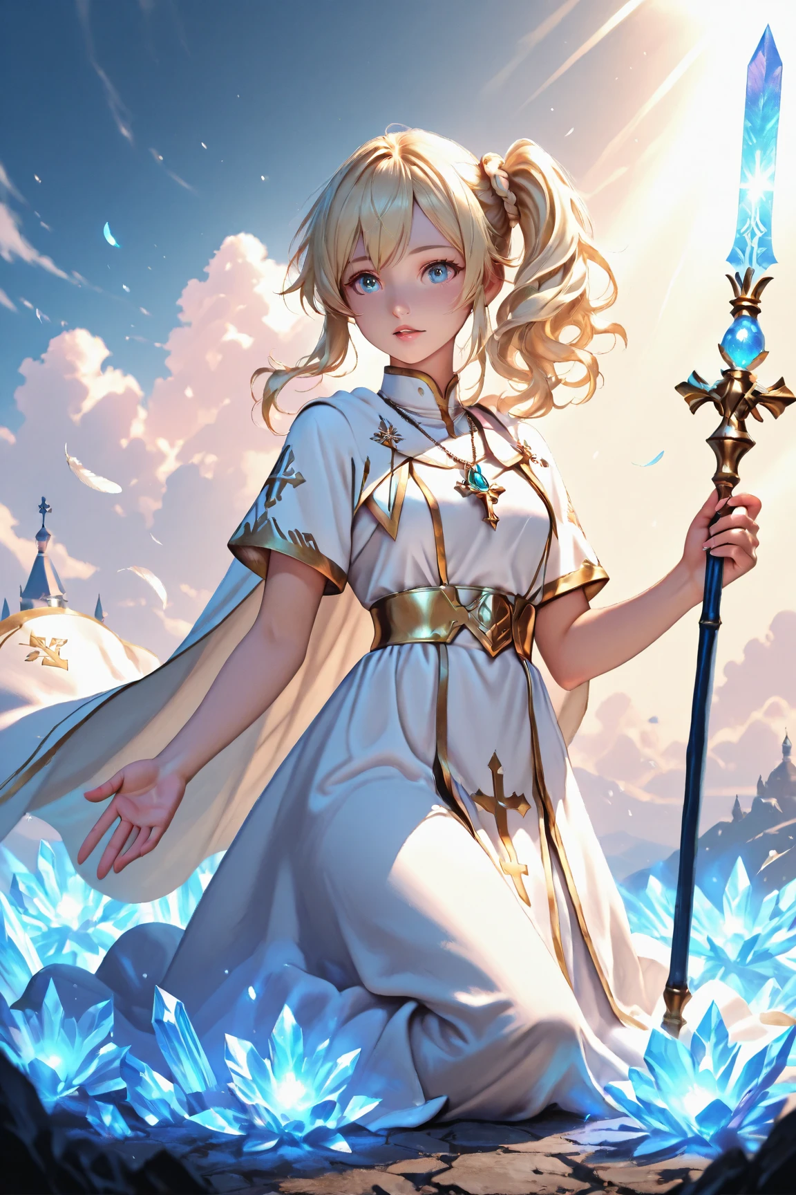 best quality,4k,8k,highres,masterpiece:1.2,ultra-detailed,realistic:1.37,Lucy,A Stellar Spirit mage and the main female protagonist of the series,beautiful detailed eyes,beautiful detailed lips,extremely detailed eyes and face,longeyelashes,Fairy Tail,medium:illustration,supernatural powers,celestial spirits,golden keys,Star Dress forms,flowing blonde hair,magic circles,sparkling celestial spirits,exquisite magical robes,colorful celestial spirits,scenic background of stars and galaxies,vibrant colors,dynamic poses,sense of adventure,enchanted forest,ancient ruins,luminous glow,mystical atmosphere,ethereal beauty,artistic depiction,emphasis on character emotions,dynamic composition,action-packed scenes,captivating storytelling,magical effects,lens flares,dramatic lighting,heroic stance,intense battles,sense of wonder,cosmic elements,peaceful yet powerful presence,commanding aura,contrast of light and dark,stylized fantasy world,faithful portrayal of character personality,masterful execution.