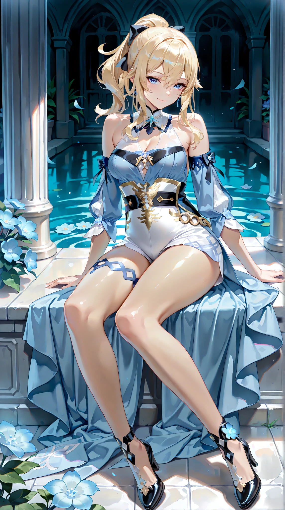swimming uniform，Beautuful Women，high high quality，tmasterpiece，lace panty，Erotic lingerie，Bigchest，big breasts thin waist，Thin leg，Barefoot，Pure，Lori huge breasts cleavage，quadratic element，anime big breast，dopamine --auto
