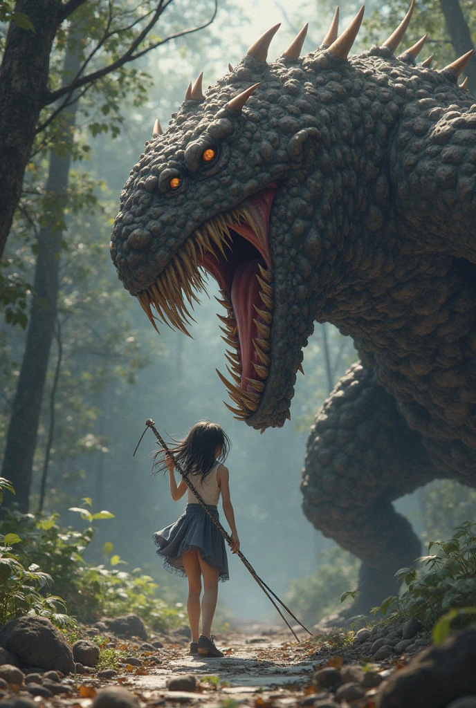 A vast field, which contains hundreds of monsters surrounding one beautiful woman in a white dress with blonde hair, the field has blood spots, and the teeth of the monsters look scary and ferocious, environmental concept art, 8k, super realistic, highly detailed
