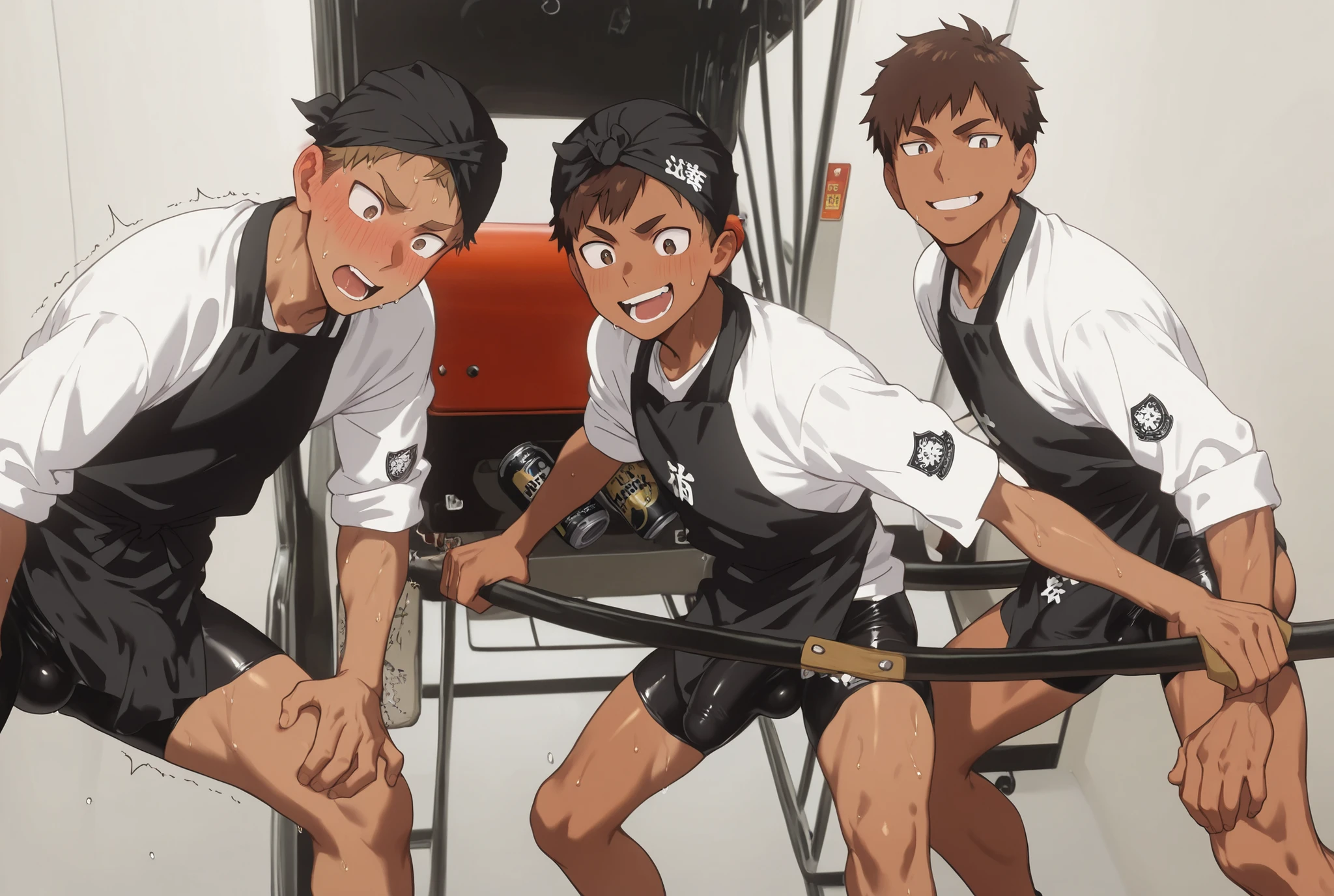 13 old, japanese school boy,dark brown hair,, 車夫's rest room, ,perfect body,easy-going face,,sweaty,blush、molested, anatomically correct, Japanese sound effects, Crowded trains, heavy crowds, blushing, disgust, Anatomically correct depiction of details, can't move in the crowd, one scene, Convulsions, trembling, school bag,perfect ass, one cut, Angle of view looking down from above, All around me are men,one cut,ass and breats grab,chikan,encoxada,arrimon,open mouth,ohogao, and shirt,head back orgasm,Covering someone's mouth from behind,Standing missionary pose, spread legs,bulge pecs, muscular, oly boys, muscular, student, japanese boy, cute eyes, smile, child face, boy, man, Kento Yamazaki, smooth skin, younger, big penis, solo shot of upper body and underwerar, 雄鳴きガン掘りSEX, チンポがビンビン, tanned skin、 japanese clothes , white shirts , tight-fitting black apron, just black apron tied in the back, wear white towel bandana on the head, 頭巻きタオル、 bike shorts , black footwear ,,