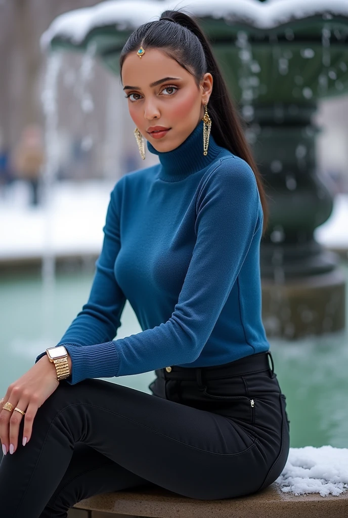 photo of extremely sexy (achal0tra-140:0.99), a woman as a sexy student, (closeup portrait:1.2), modelshoot style, (extremely detailed CG unity 8k wallpaper), photo of the most beautiful artwork in the world, professional majestic oil painting by Ed Blinkey, Atey Ghailan, Studio Ghibli, by Jeremy Mann, Greg Manchess, Antonio Moro, trending on ArtStation, trending on CGSociety, Intricate, High Detail, Sharp focus, dramatic, photorealistic painting art by midjourney and greg rutkowski, (blue tight turtleneck top:1.2), (long skirt:1.1), ((crowded shopping street)), (looking at viewer:1.2), (detailed pupils:1.3), (holding a shopping bag:1.1)
