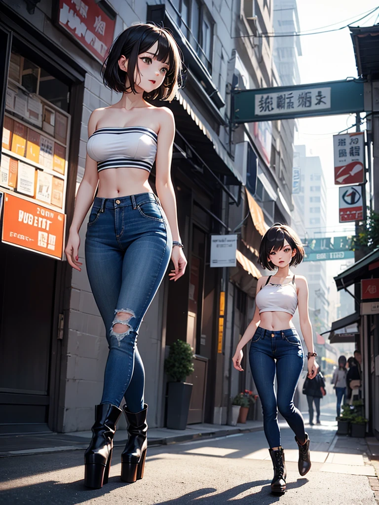 (1 girl, solo),Best quality, full body portrait, delicate face,brown long hair, bob haircut, forehead, 18 year old girl, slim figure, huge bust, loose oversized u-neck crop top full sleeved shhirt, cleavage,(under boobs:1.4), crotch gap, cameltoe, over shirt shorts, seen string of bikini bottoms, sunset bridge, vintage vespa behind, scene, standing tall, long leg , necklace, rings, earrings, bracelet, watch, open legs, araffe woman in shorts and a white top walking down a street, photorealistic perfect body, anime girl in real life, realistic anime 3 d style, sexy girl wearing shorts, at a city street, hyperrealistic full figure, bra and shorts streetwear, beautiful model girl, cyberpunk 2 0 y. o model girl, fashion model, hyper realistic anime, small waist, naval piercing, bellybutton pierced, nightlife,visible bra,denim shorts,tight ass, slutty,at night photo, night photography,brown hair(night outdoors)