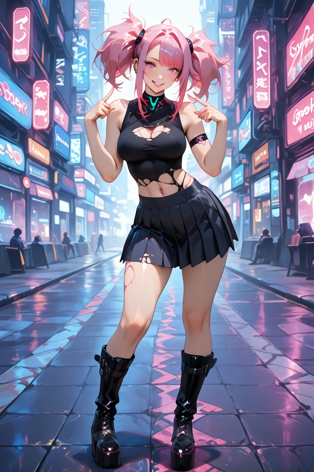 Best Quality, Masterpiece, Ultra High Resolution, (Realism: 1.4), Original Photo, 1Girl, wearing a wet t-shirt dress in the rain, carefree, dancing, wet clothes, clinging, ddlcnatsuki,
